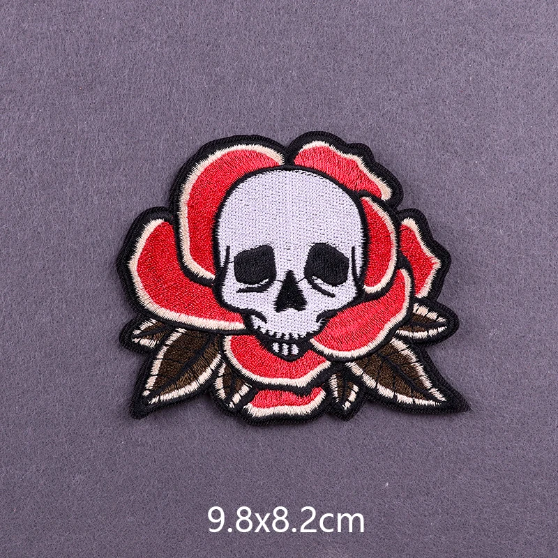 Цветные вышитые нашивки с черепом для одежды стикеры в стиле панк металлические