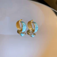 2021 new fashion sweet fresh senior earrings contracted geometric metal women trendy push back stud earrings