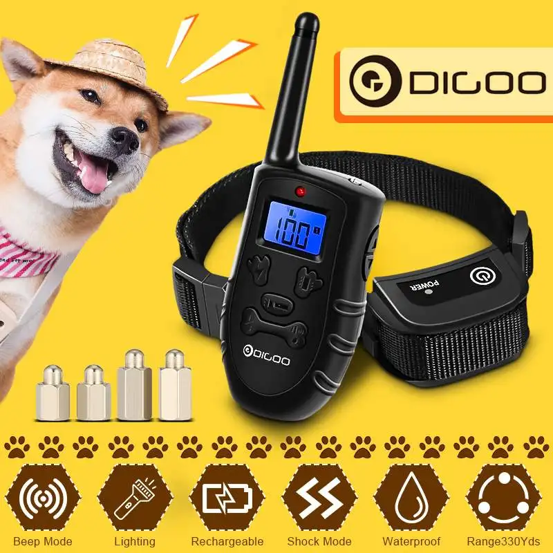 

Перезаряжаемый электронный собачий ошейник Digoo DG-PPT1, дрессировка собак, звуковой сигнал/вибрация/Статическая стимуляция, остановить лай, 330 ...