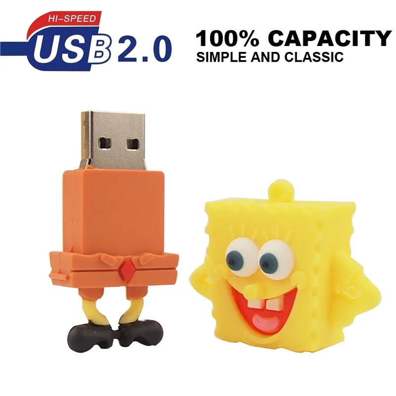 Usb флеш-накопитель с милым губчатым Бобом 64 ГБ флешка 2 0 32 u-диск | Компьютеры и офис