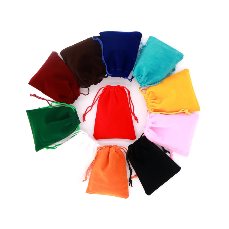 

100pcs/lot 5*7cm Coloful Velvet Pouches Jewelry Packaging Display Drawstring Packing Gift Bags & Pouches Wholesale