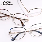 Женская оправа для очков SASAMIA, оправа для компьютера с изображением кошачьих глаз, модная оправа для очков с цветочным узором, металлическая оправа для очков