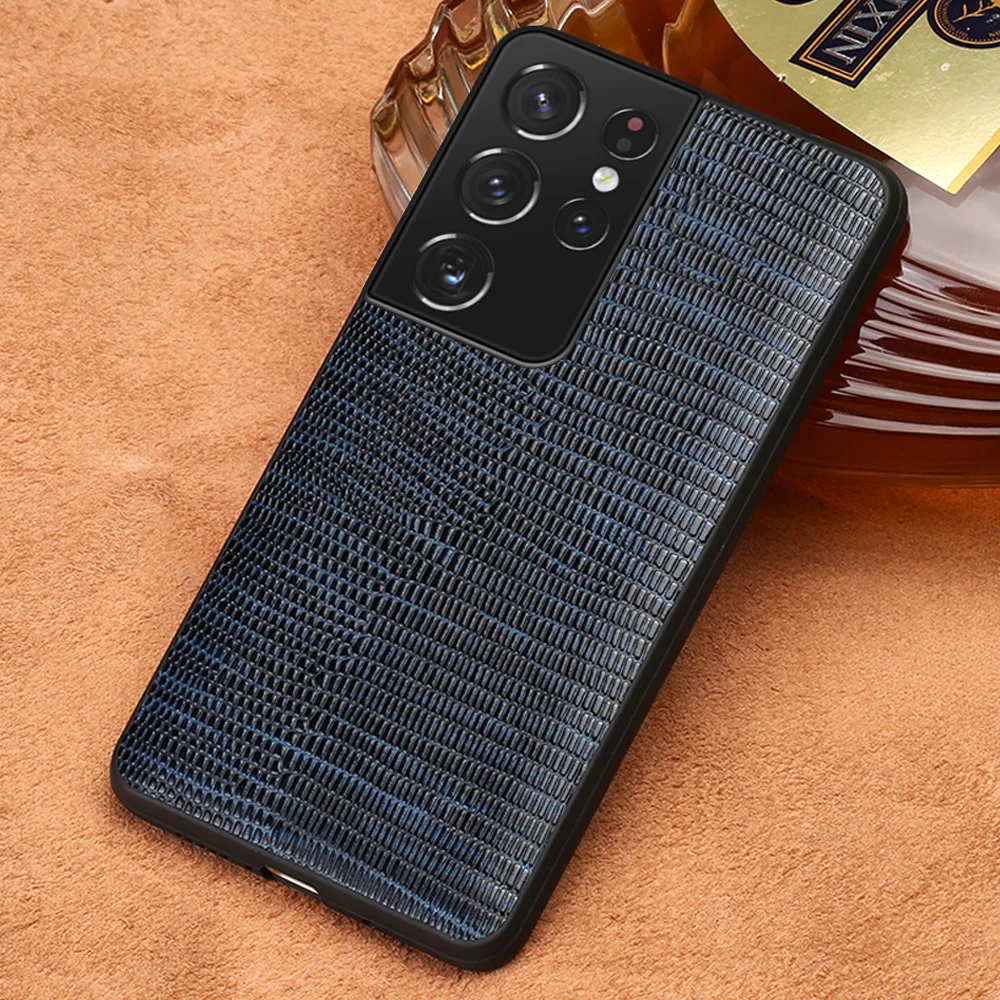 

Genuine Leather Lizard Grain Case For Samsung Galaxy S21 Ultra S20 FE S8 S9 S10 S21 Plus Note 20 10 A51 A71 A31 A50 M21 M31 M51