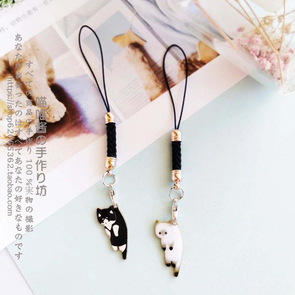 

2022 2 pieces Cute Cat Girls Smart Phone Strap Lanyards for IPhone/Samsung/Xiaomi/Huawei Mobile Phone Strap Key Hang Rope Phone