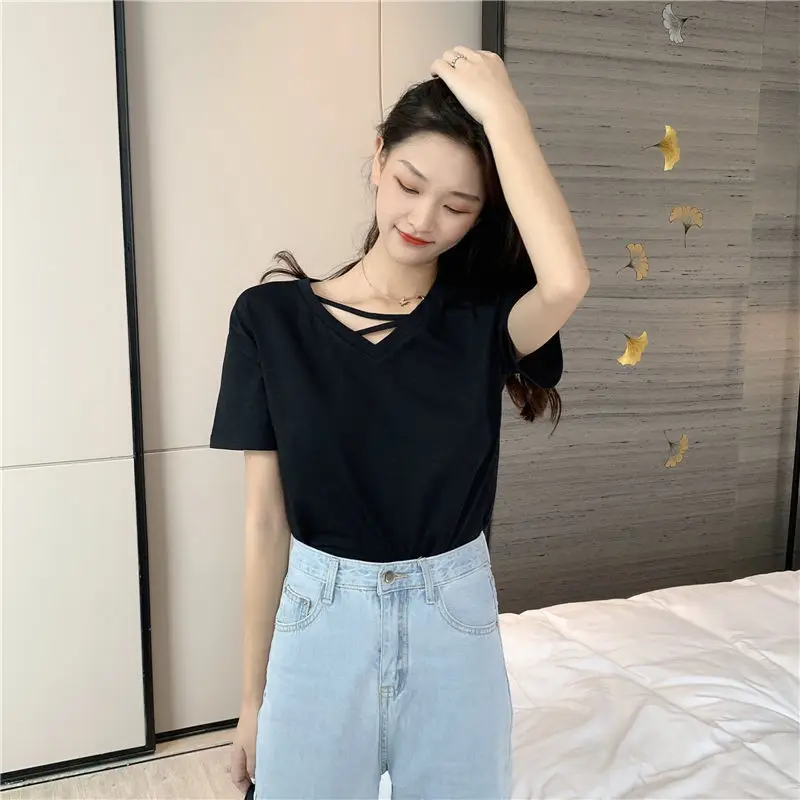 

T-shirts Casual Tee Tops Summer Short Sleeve Female T shirt Women Clothing one