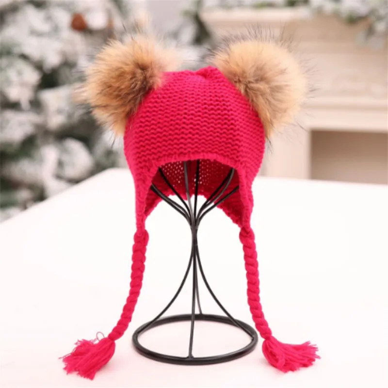 

Kids Beanie Boy Girl Winter Wool Hat Fur Pompom Hat Warm Knitted Baby Hat Children Pompon Beanies Cap