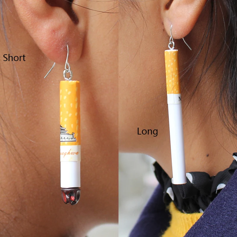 Hapiship 2018 новая женская мода ручной работы Смола Имитация сигарет висячие серьги