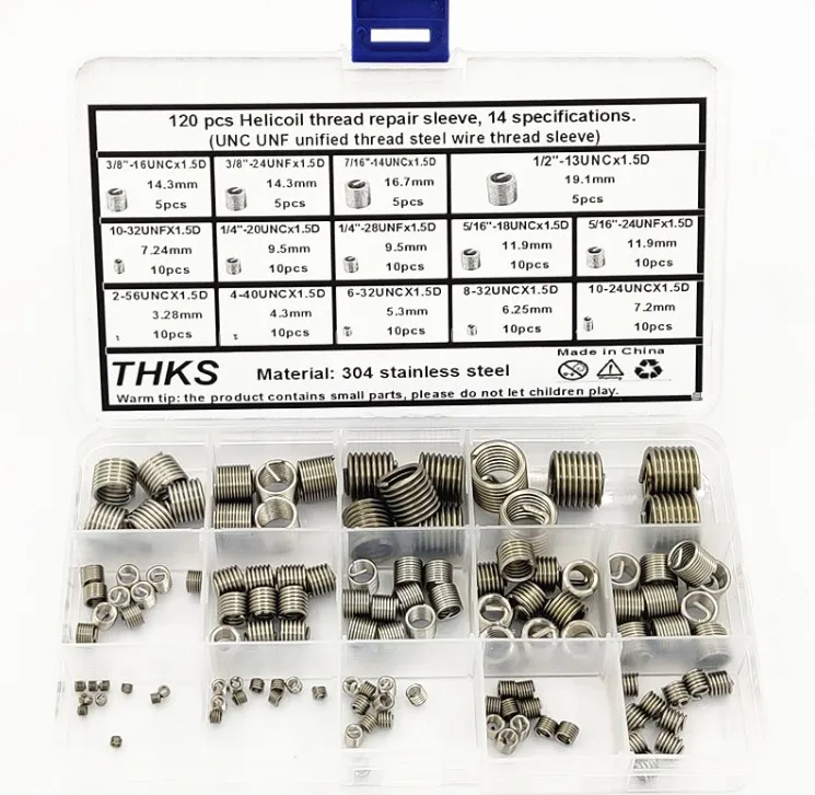 

Durable Practical Reliable Useful Thread Insert Kit Accessories Helicoil Repair Stripped 120Pcs