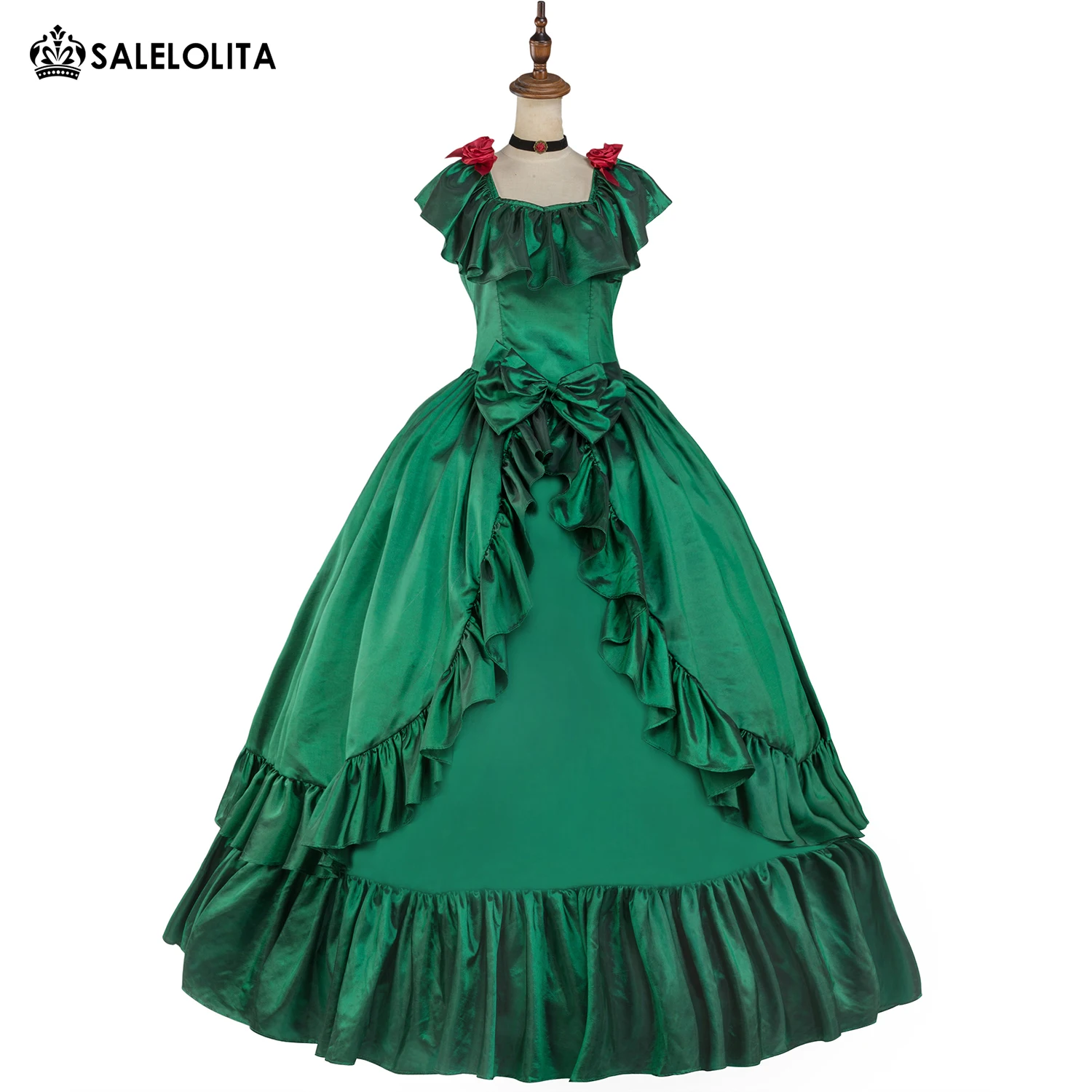 

Deluxe Renaissance Green Rococo Marie Antoinette Dress Sallon Girl Gothic Victorian Ball Gown Theater Costume Clothing