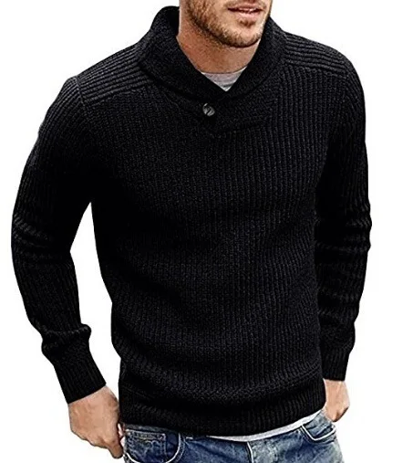 Helisopus 2020 Autumn Winter Men Sweater Casual Slim Men's Pure Color One Button Warm Turtleneck Sweaters M-2XL | Мужская одежда