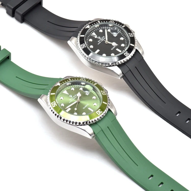 Silicone Watch Band 20mm 21mm 22mm FKM Rubber High Quality for Rolex Submarainer Yacht-Master Luxury Great Fluoro Rubber Strap