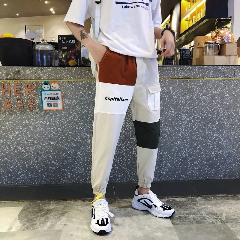 

Men's Cargo pants Fashion Splice Color Loose Men's Pants casual overalls Hip-hop Joggers Streetwear Men's trousers Size S-XXL