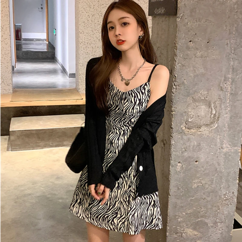 Мини-платье женское с принтом зебры пикантный облегающий модный винтажный