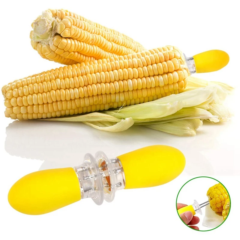 

Pairs Stainless Steel Corn Cob Holders Twin Prong BBQ Fork with Silicone Handle for Home Cooking Parties Camping