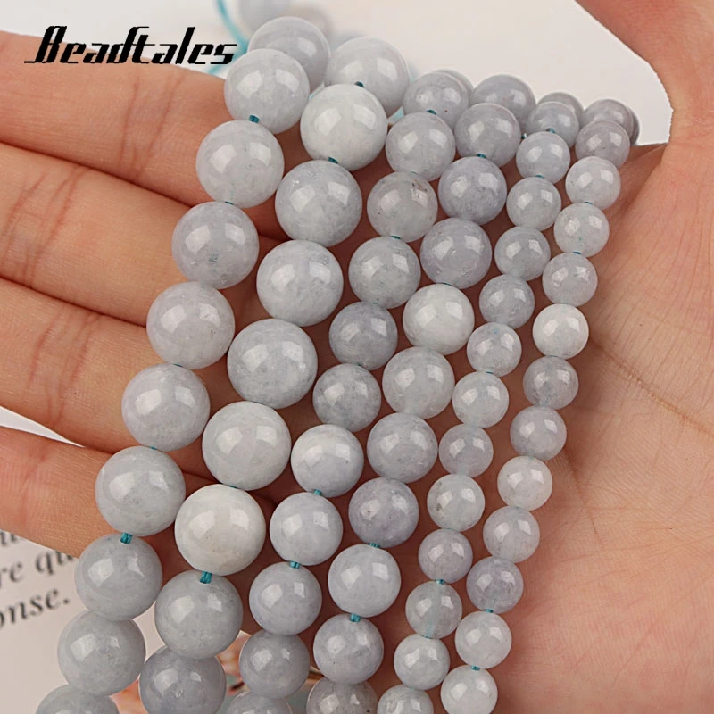 

Round Loose jade 6/8/10mm Natural Stone Beads Optimize Gray Stone beads For DIY Making Bracelet Necklace Jewelry Beadtales