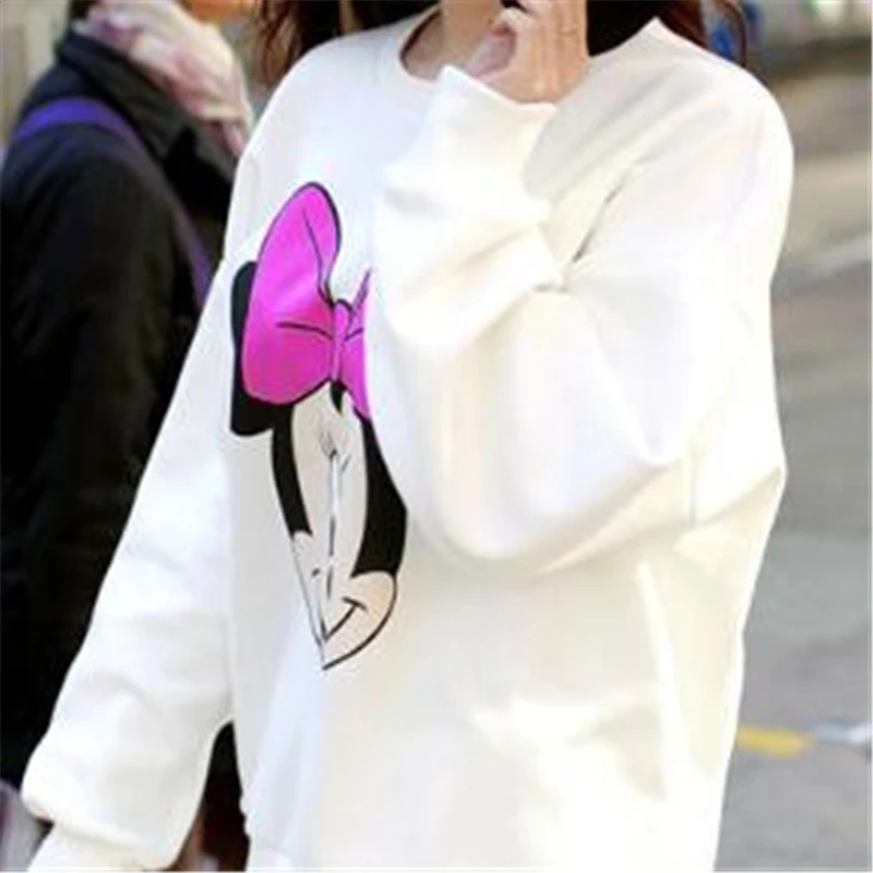 Стильные женские толстовки с капюшоном Микки Маусом Disney белые повседневные