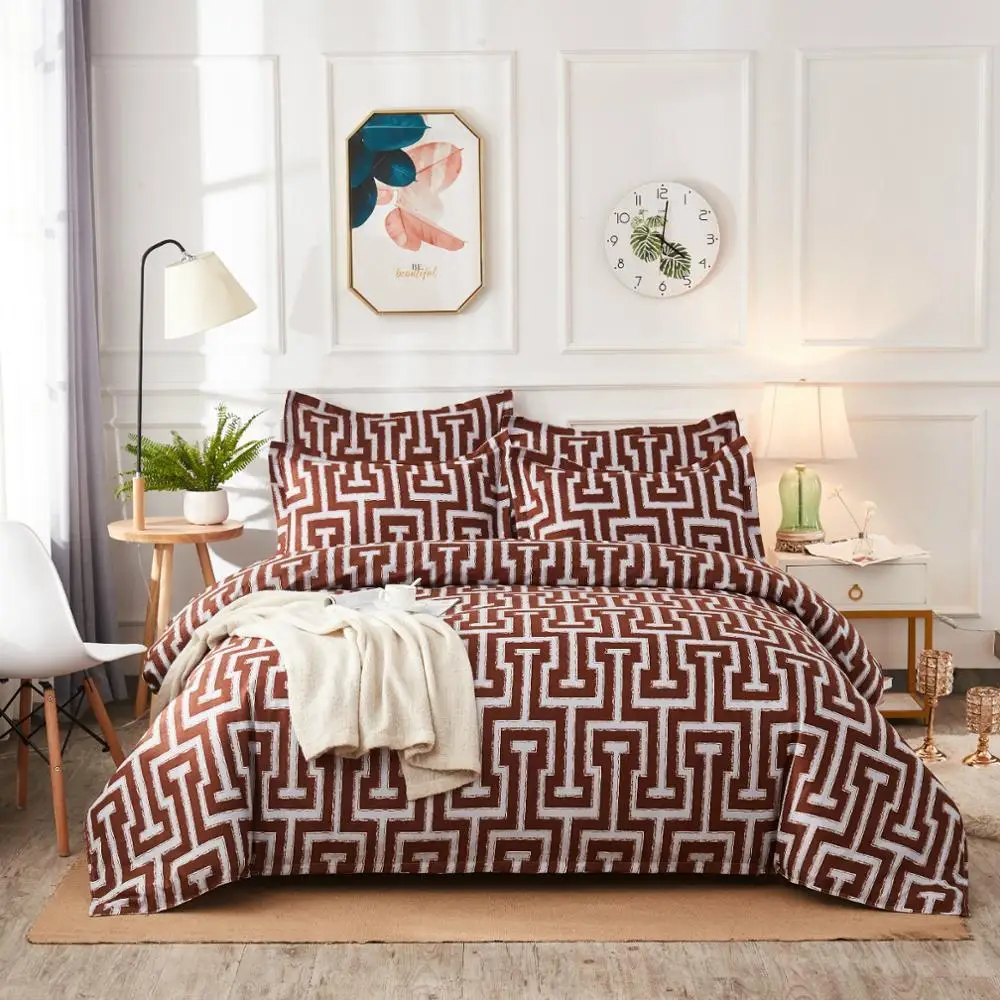 

22Modern Geometric Single King Queen Full Size Bedding Sets Solid Duvet Cover Set Pillowcase Quilt Cover 2/3pcs No Bed Sheet