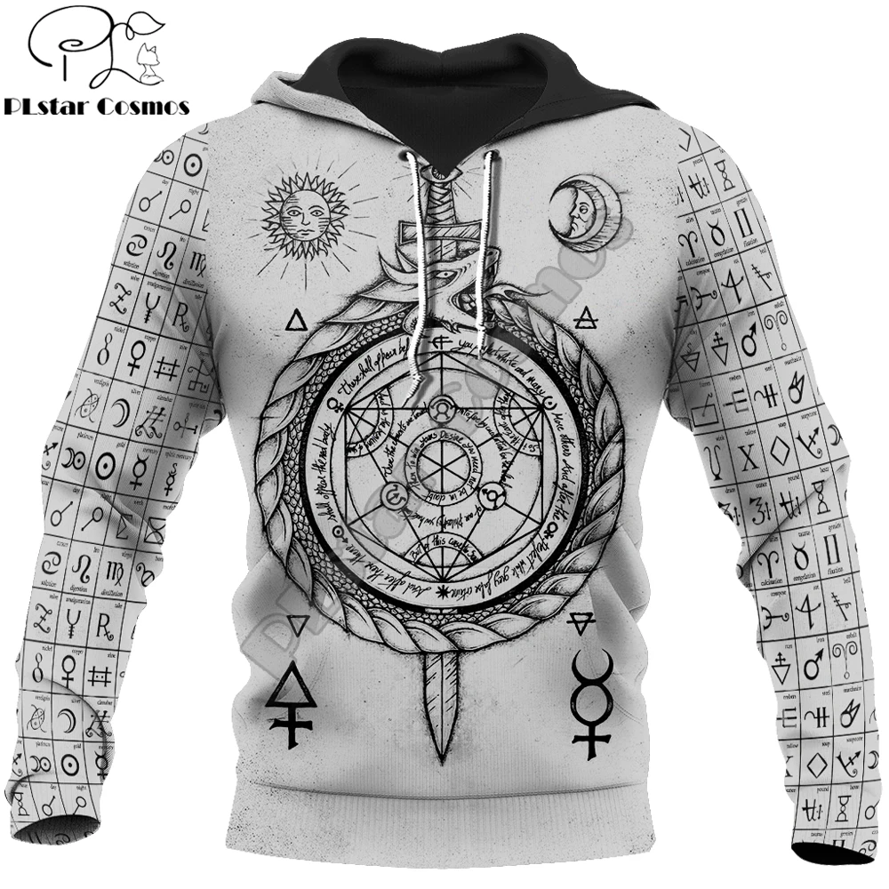 2020 Модные мужские толстовки с капюшоном 3D принтом древнего альхимии уличная