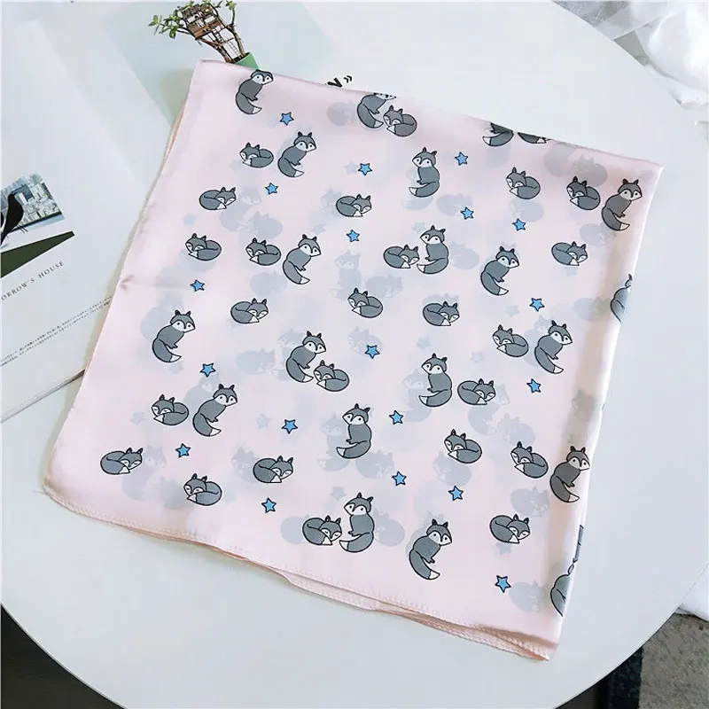 Роскошный бренд маленькая лиса 70x70 см платок маленький шарф женский весенний