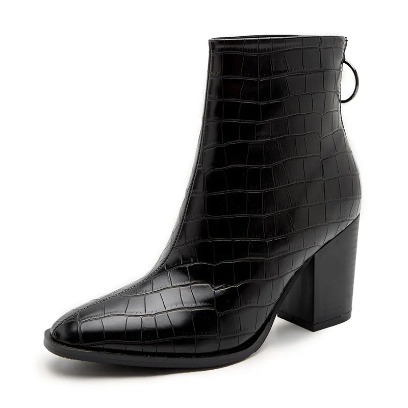 

Corporis 2020 hot sale new thick high heels shoes square heels women boots zip classic ankle boots pu autumn Motorcycle boots