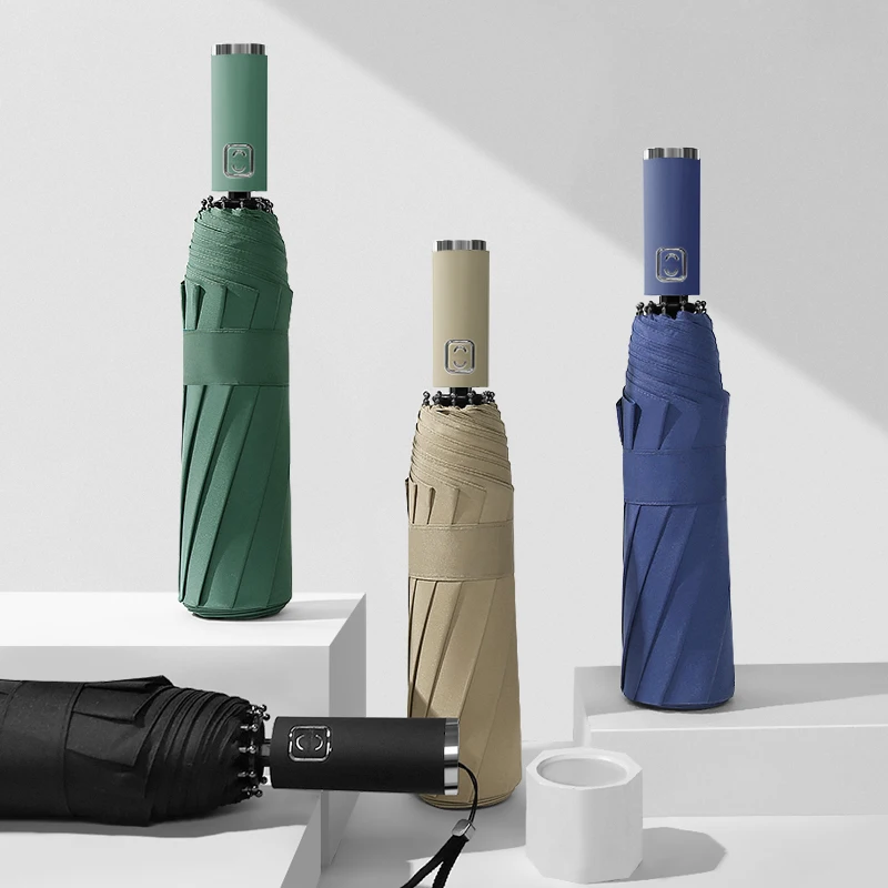 

Автоматический складной зонт, деловой аксессуар 10 к, с цветной ручкой, защита от дождя, для мужчин и женщин