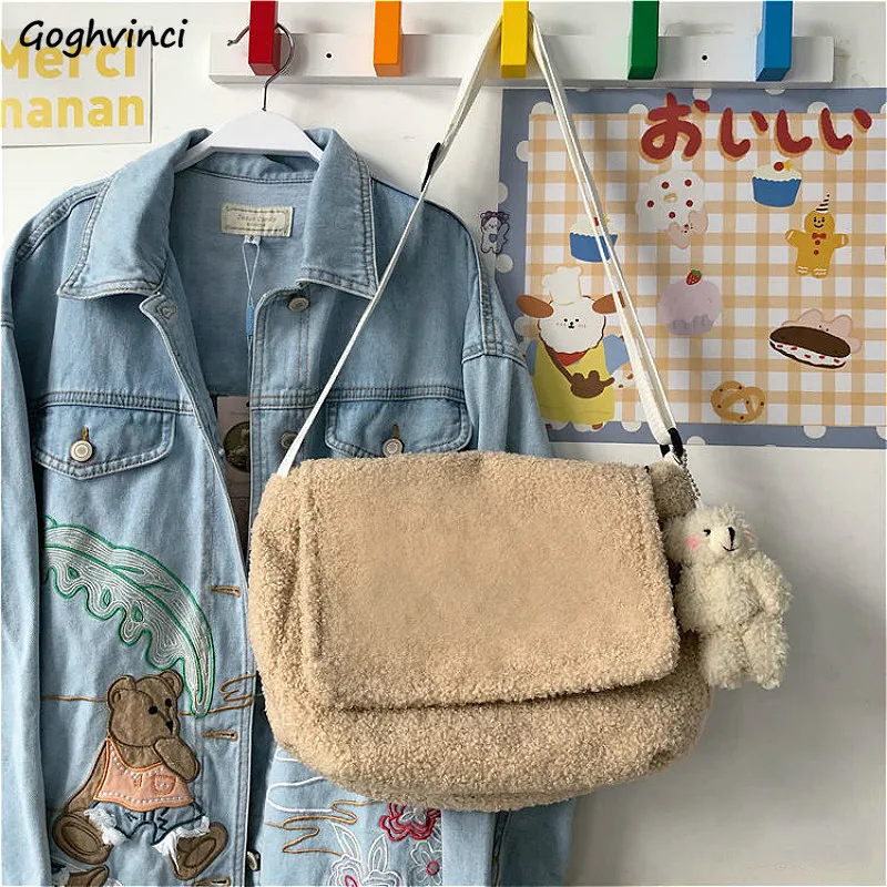 

Сумки для покупок женские плюшевые в стиле Харадзюку кавайные шикарные модные зимние сумки через плечо для всех девушек милые пушистые сти...