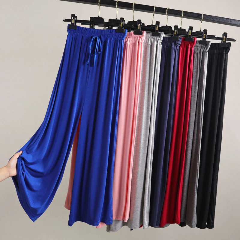 Женские летние тонкие брюки свободные широкие из модала длиной до щиколотки