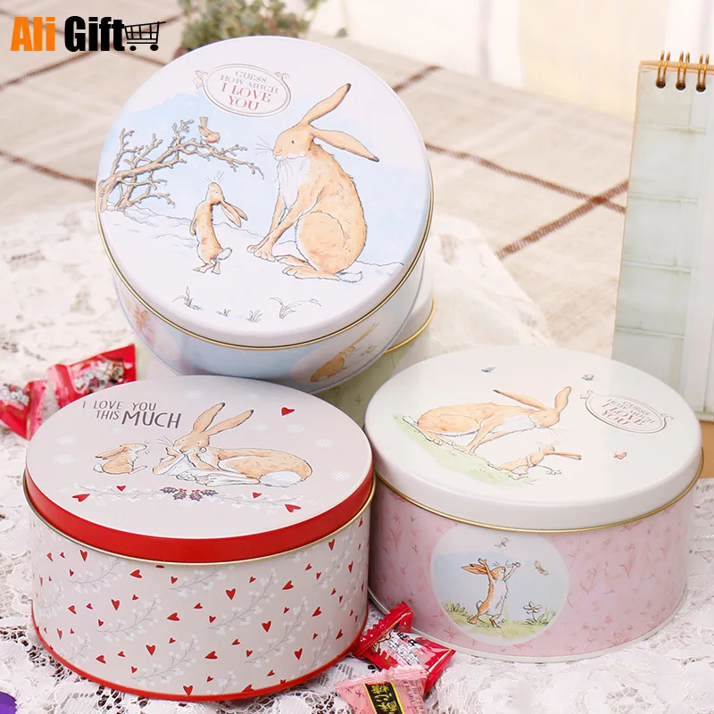 Новый модный мультяшный жестяной ящик для хранения печенья и тортов милый