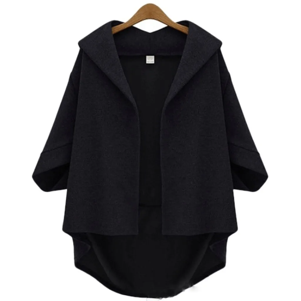 

Fashion Women Plus Size Outwear Three-quarter Sleeve Cardigan Woolen Coat