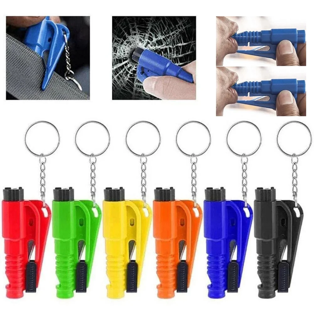 

Mini Safety Hammer Keychain Car Safety Hammer Window Glass Breaker Punch Seat Belt Cutter Auto Life-Saving Escape Tool Colorful