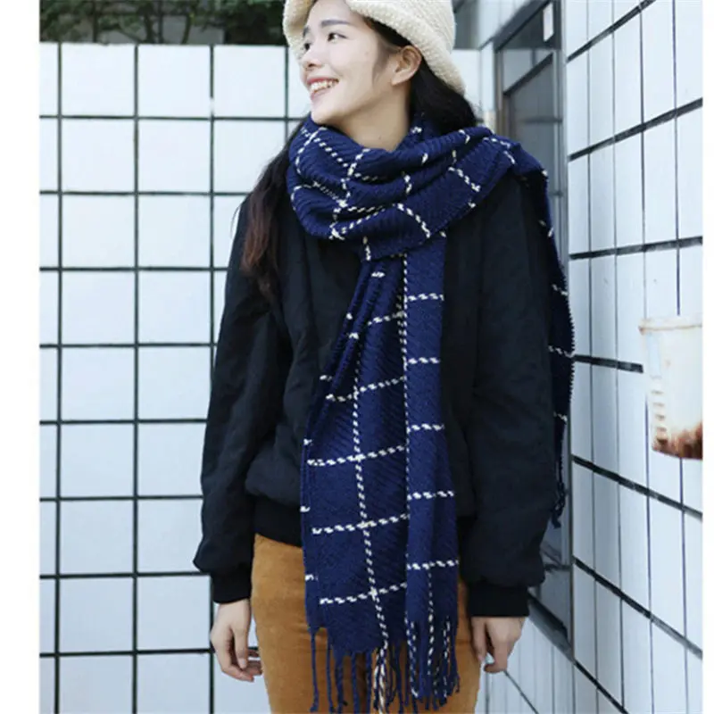 Женский классический шарф в клетку теплая кашемировая шаль пончо шарфы для