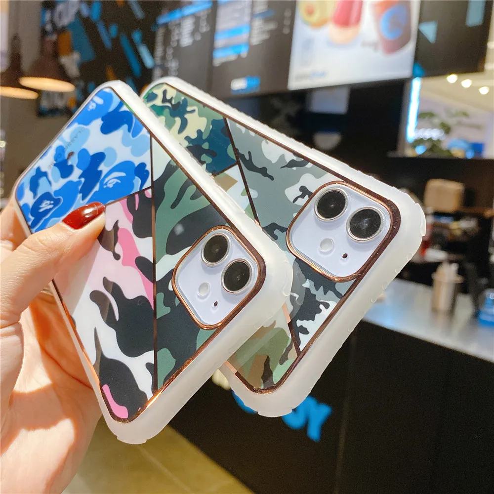 Мягкий ударопрочный камуфляжный чехол с золотыми линиями для Iphone X XS Max XR 7 8 11 Pro Plus