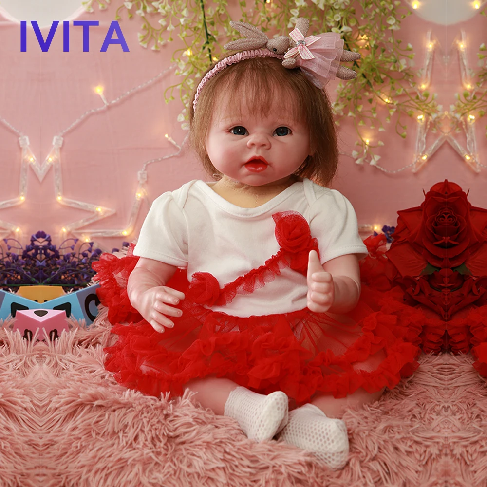 Ивита DS1806 49 см levensechte babypoppen силиконовая кукла reborn baby девочка с окрашенными