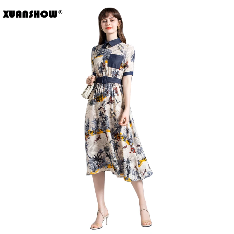 XUANShOW 2020 модное летнее женское платье высокого качества с французским принтом и