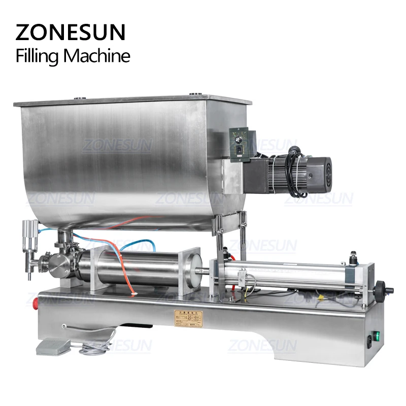 

ZONESUN 60L Chili Sauce Filling Machine Paste Peanut Butter Quantitative Filler Machine Pneumatic Slurry Mixing Filling Machine