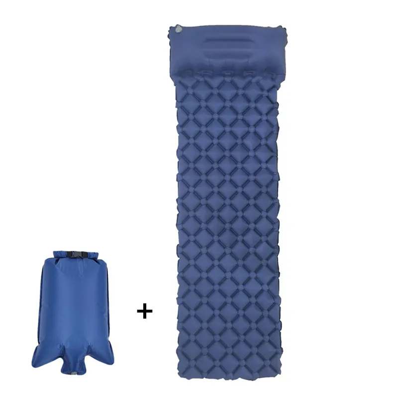 Navyblue with airbag Наружный надувной коврик для сна, надувная воздушная подушка, походный коврик с подушкой, надувной матрас, подушка для сна, надувной диван - Цвет: Navyblue with airbag