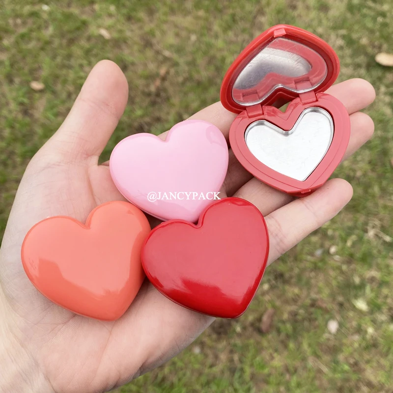 red pink Heart Shape Empty Eyeshadow Case Lipstick container Pigment Palette Refillable Makeup Dispenser lip gloss tube with pan