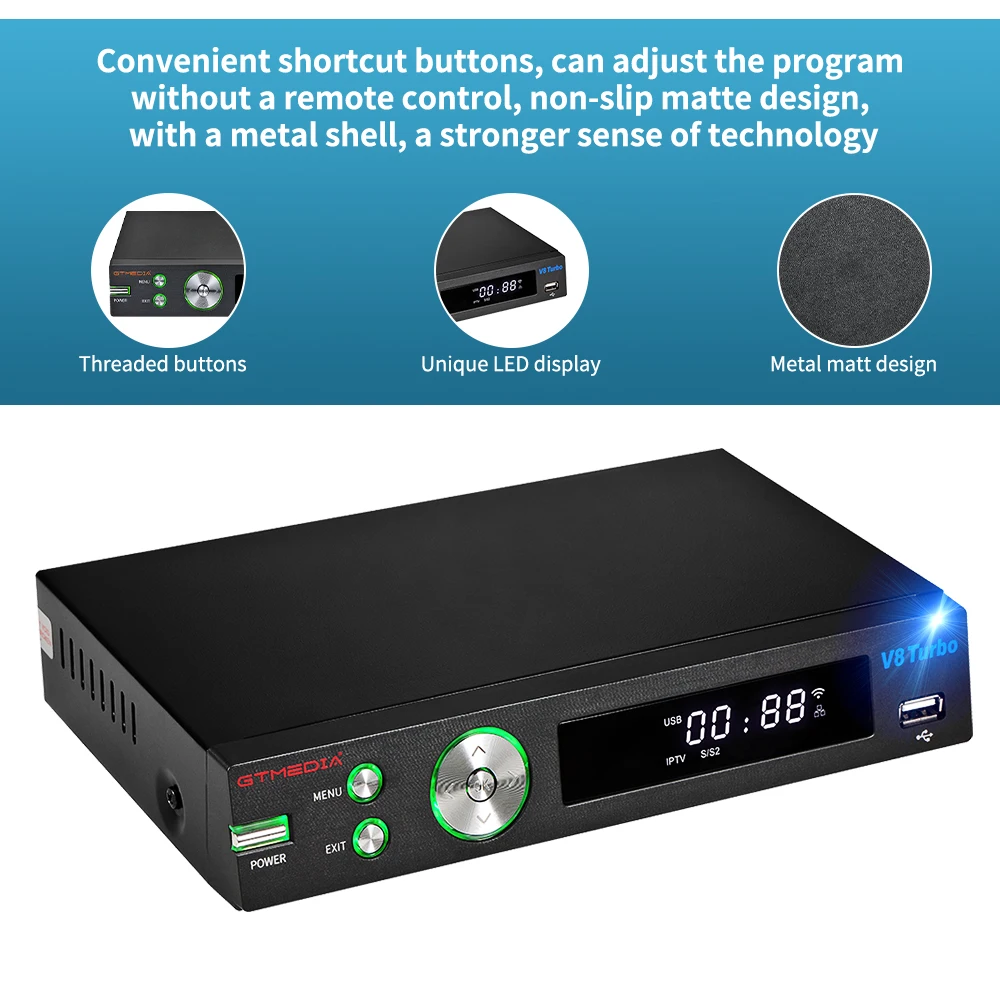 Спутниковый ресивер GTMEDIA V8 Turbo DVB S2/S2X/T2/C 10 битный Wi Fi H.265 поддержка карт в