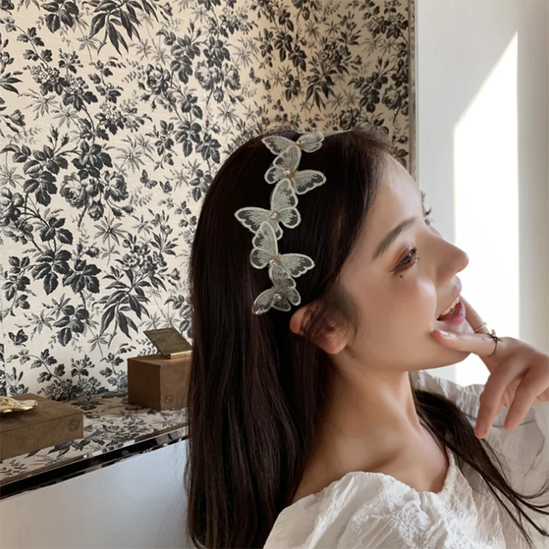 Супер темперамент сетки вышивка ободок с бабочкой оголовье Простой Взрослых лес