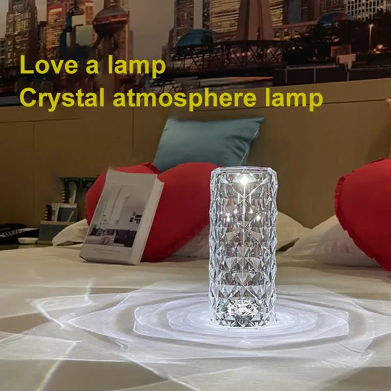 

Алмазная Хрустальная настольная лампа, декоративные светильники с USB-зарядкой, прозрачные ночники, атмосферная лампа С трехцветным затемне...