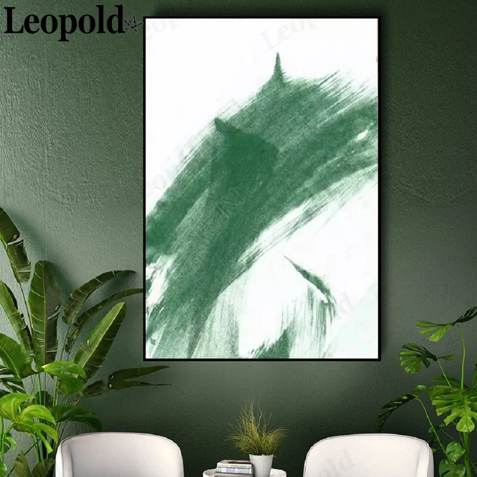 

Simple Green Watercolor Canvas Poster Abstract Color Block Painting Wall Art Modern Nordic Living Room Home Decoration