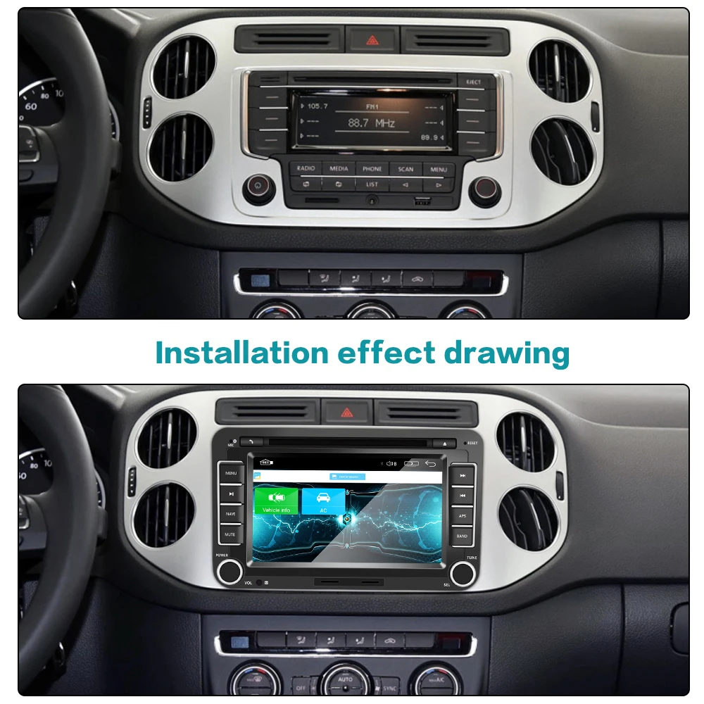 Автомагнитола Podofo 2DIN 7 дюймов Android 9 0 DVD плеер Bluetooth сенсорный экран GPS Wi Fi FM радио