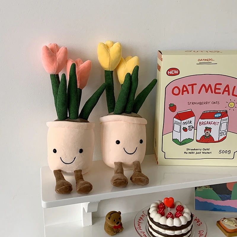 Плюшевые игрушки тюльпан и суккуленты для детей подарок девочек кукла