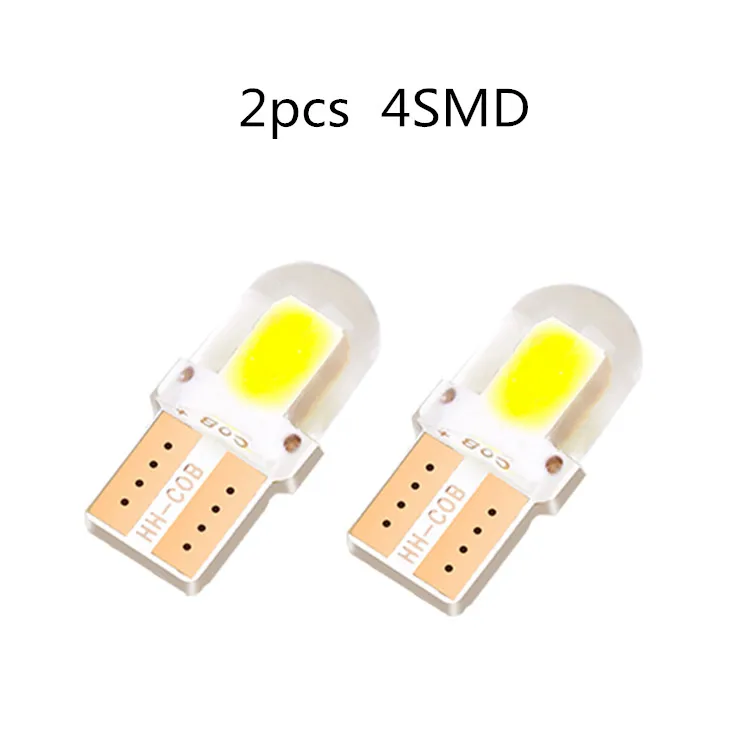 10 шт., размер: 4/8/12SMD яркий белый початок W5W T10 194 168 светодиодная лампочка для салона автомобиля Canbus 12 В для чтения автомобиля боковое освещение лампа габаритного фонаря - Испускаемый цвет: 2X 4SMD