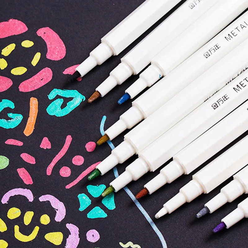 Маркер художественный на водной основе блестящий металлический 10 шт.|metallic color