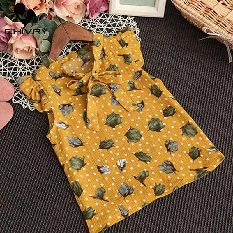 Новинка 2020 комплекты одежды для маленьких девочек летняя шифоновая Футболка с