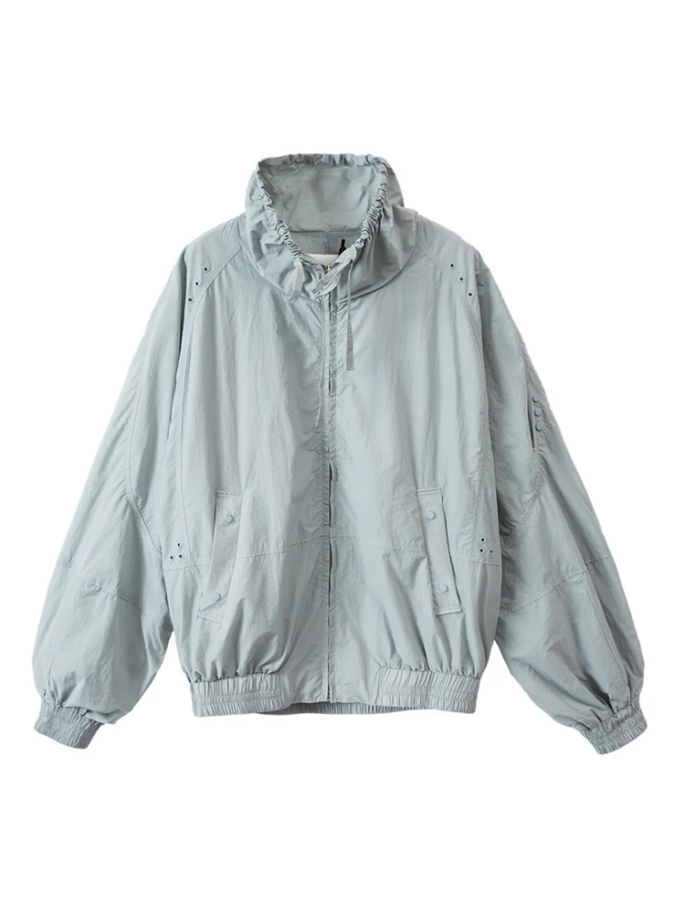 

K&L kylen Sports casual jacket women 2020 summer new long-sleeved jacket stand collar drawstring loose sunscreen clothing