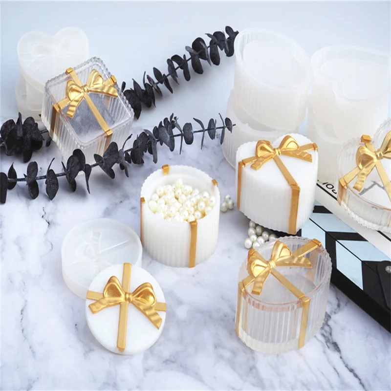 

DIY Crystal Epoxy Rubber Silicone Mold Bowknot Box Creative New Heart Square Round Oval Stripe Gift Box Table Handicraft