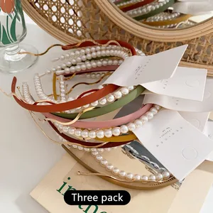 Повязка для волос с жемчужинами ярких цветов, 3 шт. в комплекте, весна 2020