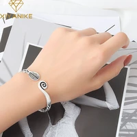 xiyanike silver color geometric weave asymmetrical pattern bracelet women charm tai silver distressed jewelry party gift